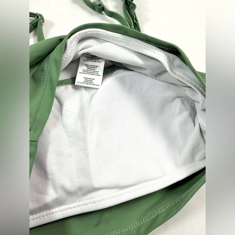 NWT RUFFLE BUTTS Tween‎ Girls' Green Ruffle Strap Bikini Top Swimwear Size 14